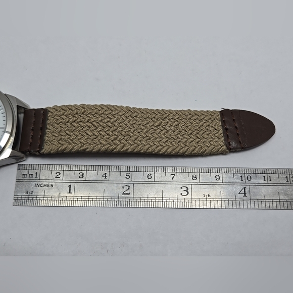 Mens Breda Silver Tone Watch On Woven Band White Dial New Battery - Picture 7 of 9